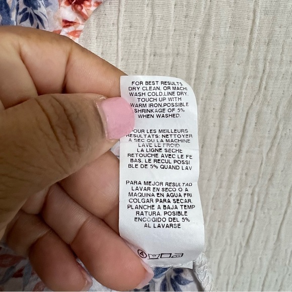 Fifteen Twenty Floral Short Puff Sleeve Button Up Peasant Top Size XS - Picture 8 of 9